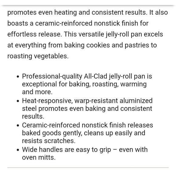 All-Clad Pro-Release Bakeware Jelly Roll Pan - Picture 3 of 6